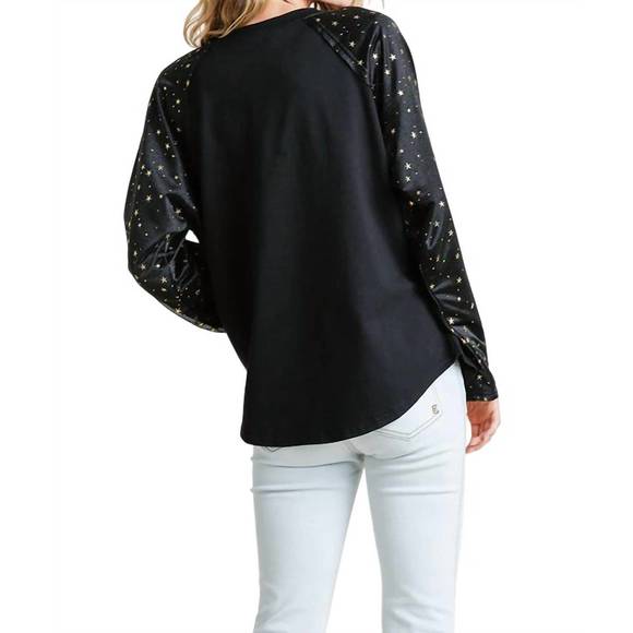 NEW UMGEE star layered mesh sleeve top in black - Picture 3 of 3